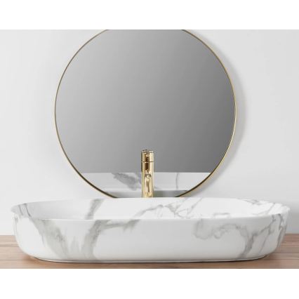REA-U8403 - Lavoar CLEO 41x81 cm pentru blat, ceramică cu decor de marmură