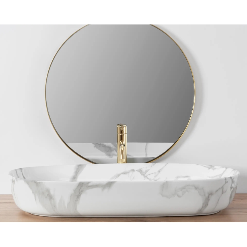 REA-U8403 - Lavoar CLEO 41x81 cm pentru blat, ceramică cu decor de marmură