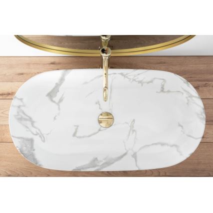 REA-U8403 - Lavoar CLEO 41x81 cm pentru blat, ceramică cu decor de marmură