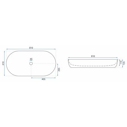 REA-U8403 - Lavoar CLEO 41x81 cm pentru blat, ceramică cu decor de marmură