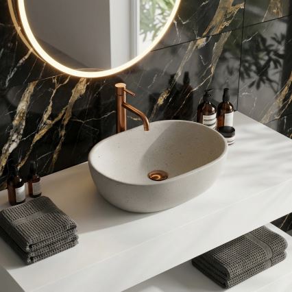 REA-U8480 - Lavoar pentru blat AMELIA 34,5x48 cm ceramică/imitație de piatră