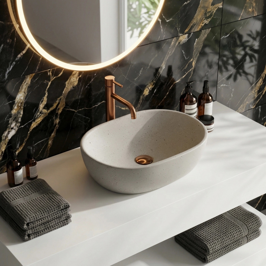 REA-U8480 - Lavoar pentru blat AMELIA 34,5x48 cm ceramică/imitație de piatră