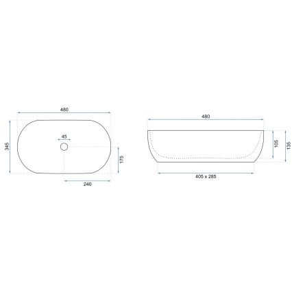 REA-U8480 - Lavoar pentru blat AMELIA 34,5x48 cm ceramică/imitație de piatră
