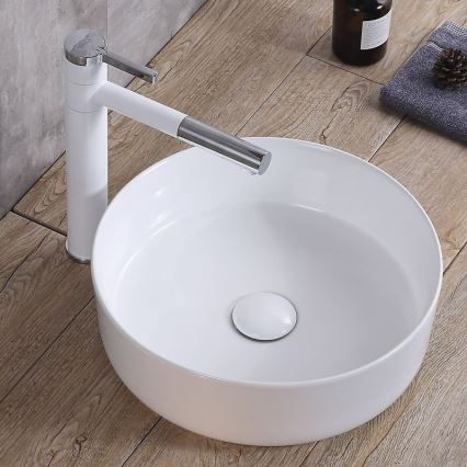 REA-U8493 - Lavoar pe blat ELMA Ø 45 cm ceramică/alb lucios