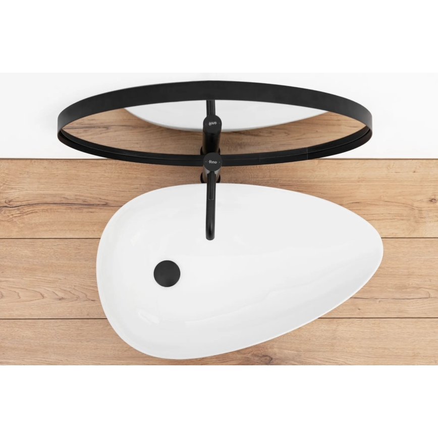 REA-U8537 - Lavoar GRETA 40x65,5 cm, pentru montare pe blat, ceramică, alb lucios