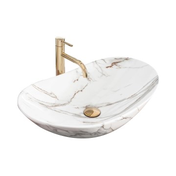 REA-U8548 - Lavoar pe blat ROYAL 36 x 60,5 cm, ceramică/decor marmură