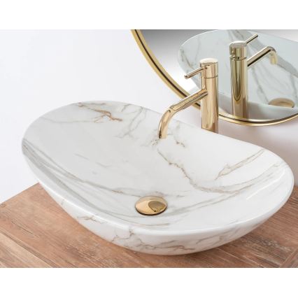 REA-U8548 - Lavoar pe blat ROYAL 36 x 60,5 cm, ceramică/decor marmură