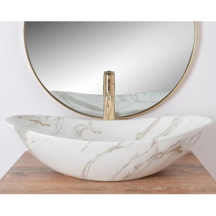 REA-U8548 - Lavoar pe blat ROYAL 36 x 60,5 cm, ceramică/decor marmură