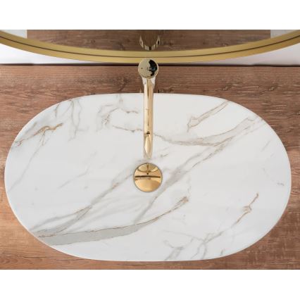 REA-U8548 - Lavoar pe blat ROYAL 36 x 60,5 cm, ceramică/decor marmură
