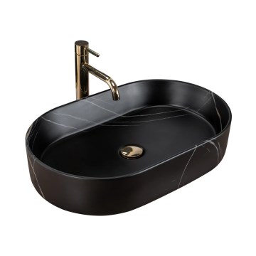 REA-U8565 - Lavoar pentru blat NADIA 38,5x61 cm ceramică/negru mat