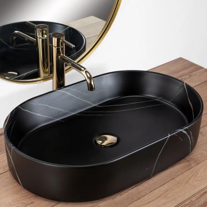 REA-U8565 - Lavoar pentru blat NADIA 38,5x61 cm ceramică/negru mat