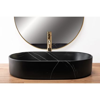 REA-U8565 - Lavoar pentru blat NADIA 38,5x61 cm ceramică/negru mat