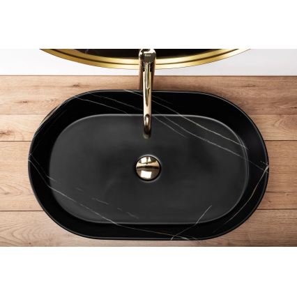 REA-U8565 - Lavoar pentru blat NADIA 38,5x61 cm ceramică/negru mat