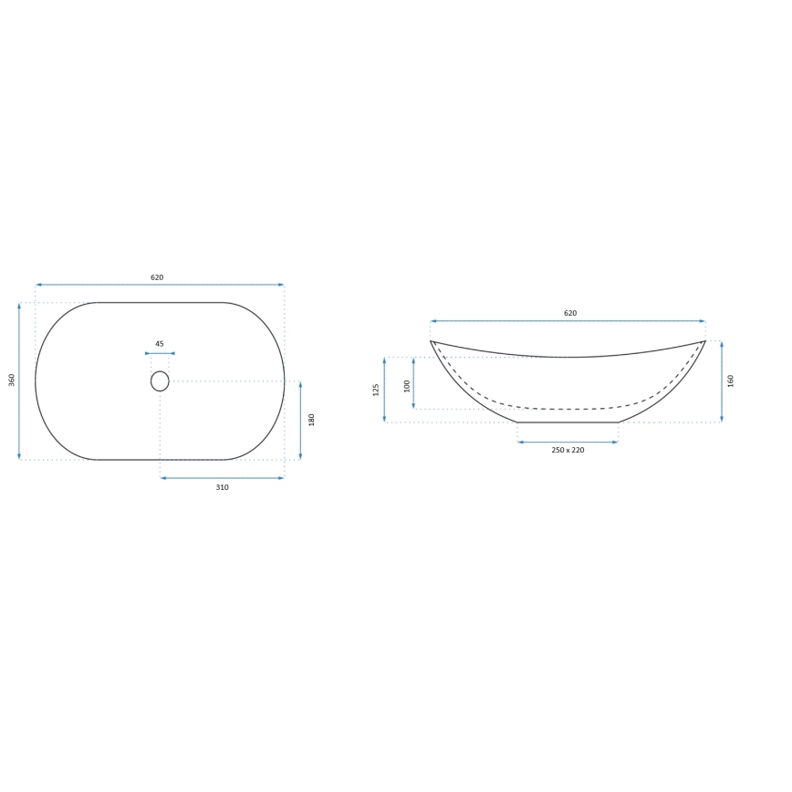 REA-U8570 - Lavoar pentru blat ROYAL 36x62 cm ceramică/alb lucios/auriu