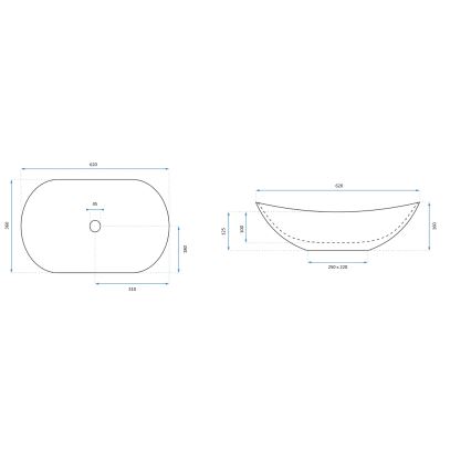 REA-U8597 - Lavoar ROYAL pentru blat 36x62 cm ceramică/decor marmură