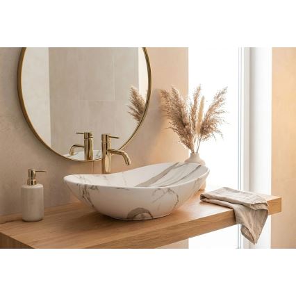 REA-U8598 - Lavoar pentru blat ROYAL 36 x 60,5 cm, ceramică/decor marmură