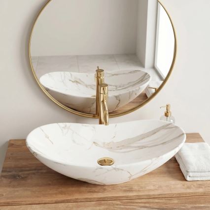 REA-U8598 - Lavoar pentru blat ROYAL 36 x 60,5 cm, ceramică/decor marmură