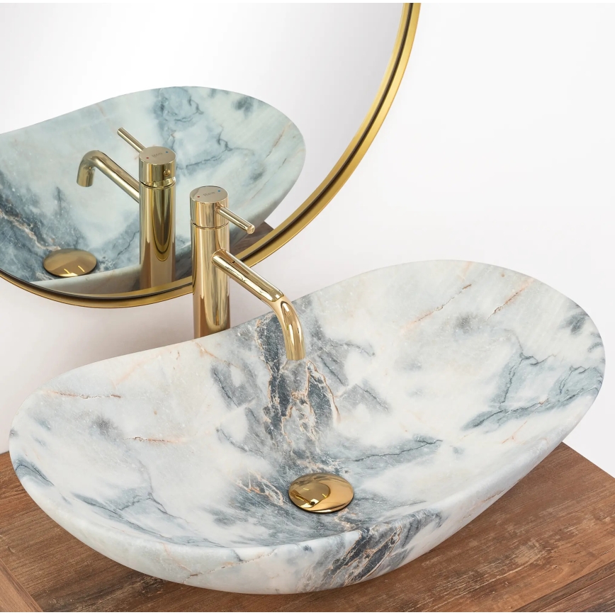 REA-U8742 - Lavoar pentru blat ROYAL 36x60,5 cm ceramică/alb/imitație de piatră