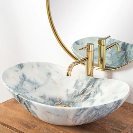 REA-U8742 - Lavoar pentru blat ROYAL 36x60,5 cm ceramică/alb/imitație de piatră