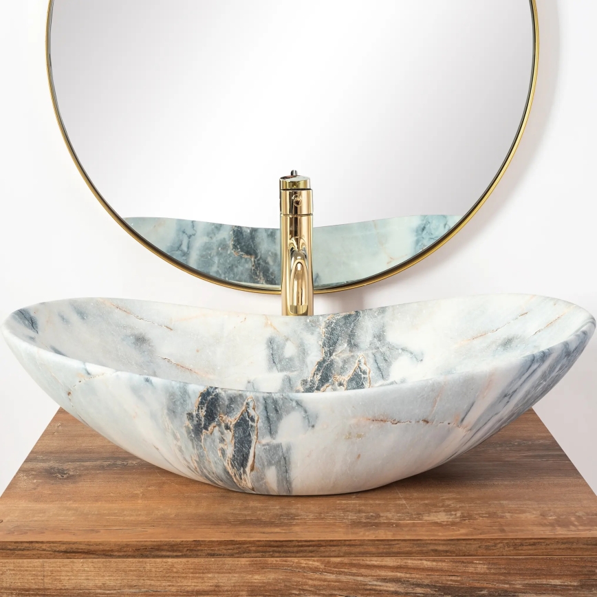 REA-U8742 - Lavoar pentru blat ROYAL 36x60,5 cm ceramică/alb/imitație de piatră