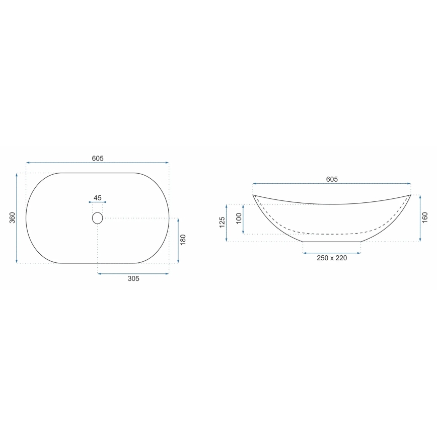 REA-U8742 - Lavoar pentru blat ROYAL 36x60,5 cm ceramică/alb/imitație de piatră