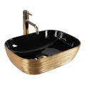 REA-U8780 - Lavoar pentru blat BELINDA 33 x 46,5 cm, ceramică/negru/auriu