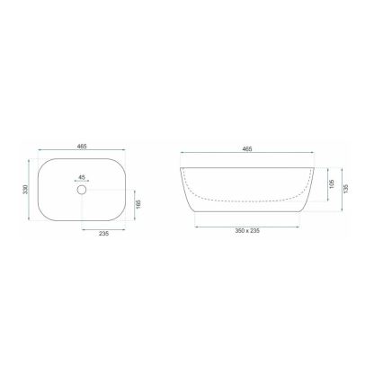 REA-U8780 - Lavoar pentru blat BELINDA 33 x 46,5 cm, ceramică/negru/auriu