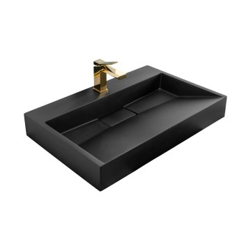 REA-U8802 - Lavoar pe blat GOYA 46 x 70 cm, conglomerat, negru mat