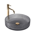 REA-U8880 - Lavoar pe blat CRISTAL, Ø 39 cm, sticlă/gri fumuriu