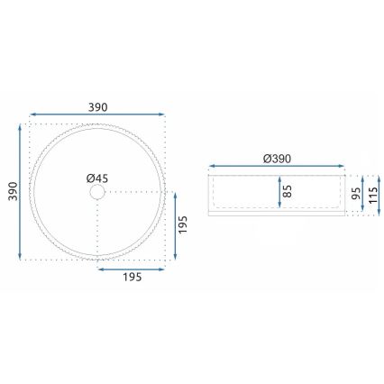 REA-U8880 - Lavoar pe blat CRISTAL, Ø 39 cm, sticlă/gri fumuriu