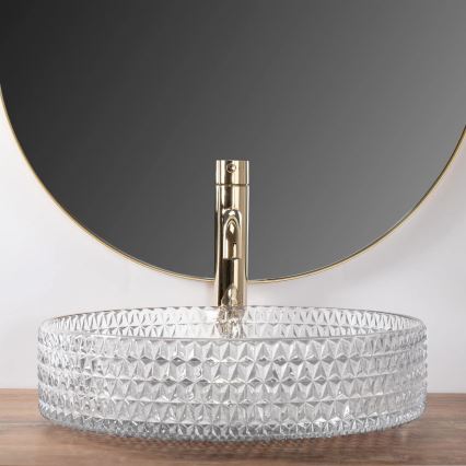 REA-U8881 - Lavoar pe blat CRISTAL Ø 39 cm, sticlă transparentă