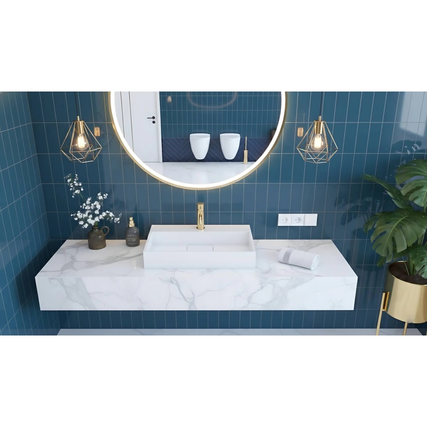 REA-U8900 - Lavoar GOYA 37x50 cm pentru blat, din compozit, alb mat