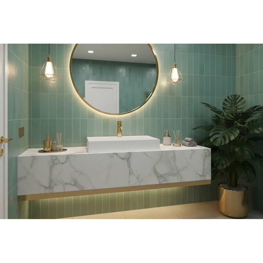 REA-U8900 - Lavoar GOYA 37x50 cm pentru blat, din compozit, alb mat
