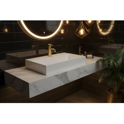 REA-U8901 - Lavoar pentru blat GOYA 37x60 cm compozit/alb mat