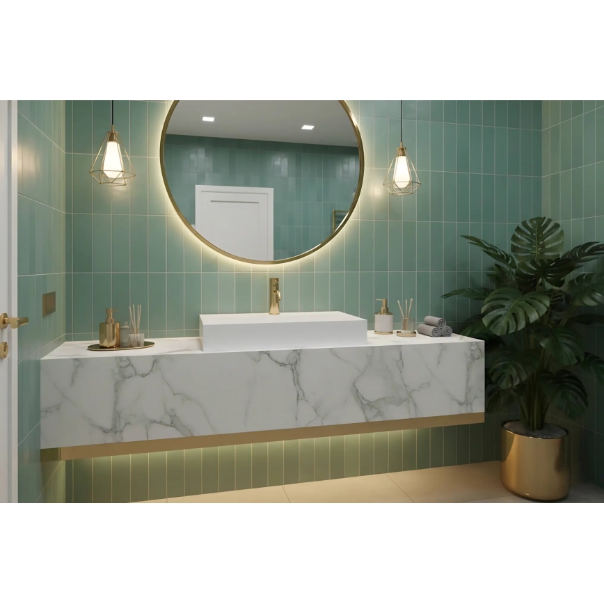 REA-U8901 - Lavoar pentru blat GOYA 37x60 cm compozit/alb mat