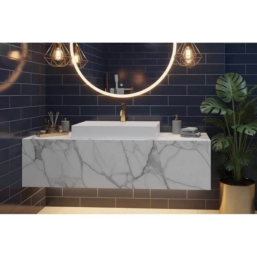 REA-U8902 - Lavoar pentru blat GOYA 46x70 cm conglomerat/alb mat