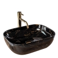 REA-U8907 - Lavoar pentru blat BELINDA 33,5x46,5 cm ceramică/negru/decor marmură