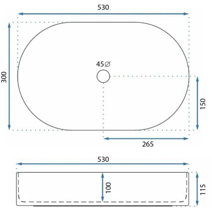 REA-U9108 - Lavoar LAYLA pentru blat 30x53 cm ceramică/alb lucios