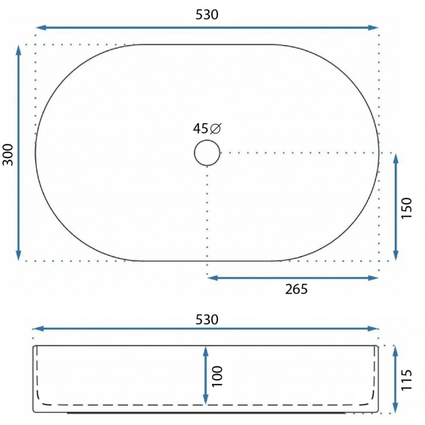 REA-U9108 - Lavoar LAYLA pentru blat 30x53 cm ceramică/alb lucios
