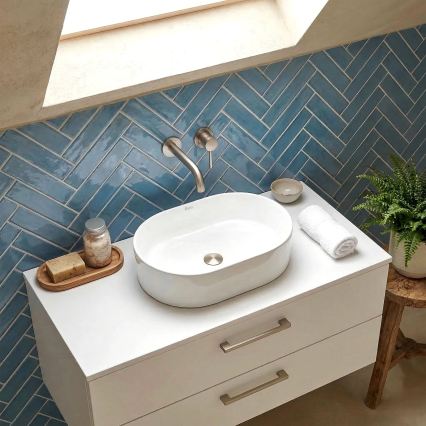 REA-U9249 - Lavoar pentru blat NADIA 32x46 cm ceramică/alb lucios