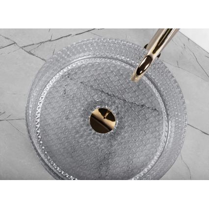 REA-U9615 - Lavoar pentru blat CRISTAL Ø 35,5 cm sticlă/gri