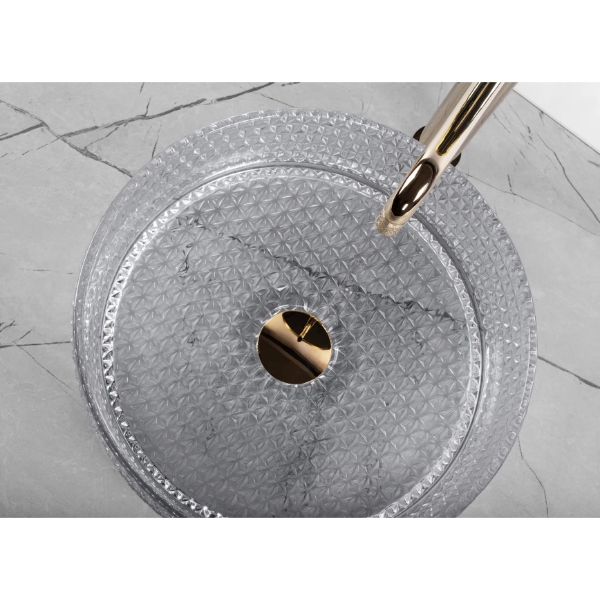 REA-U9615 - Lavoar pentru blat CRISTAL Ø 35,5 cm sticlă/gri