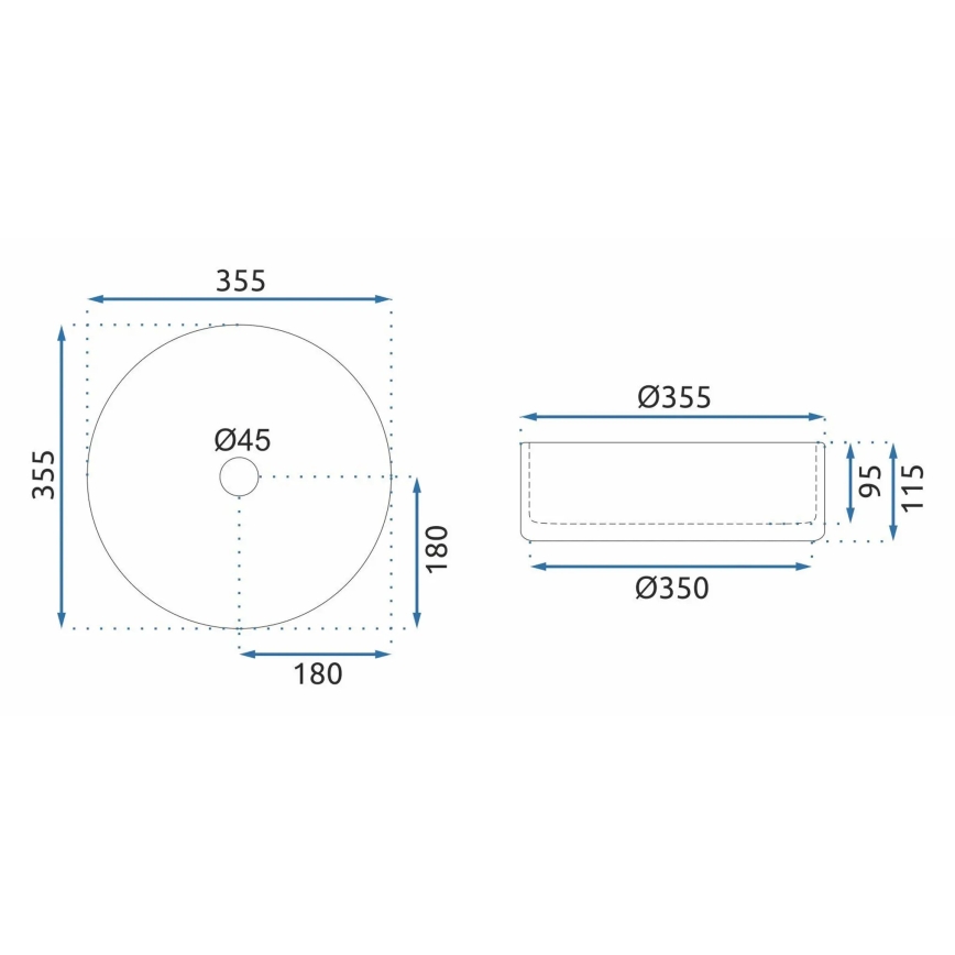REA-U9615 - Lavoar pentru blat CRISTAL Ø 35,5 cm sticlă/gri