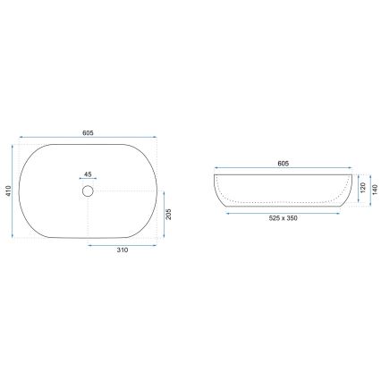 REA-U9655 - Lavoar pentru blat CLEO 41x60,5 cm ceramică/bej