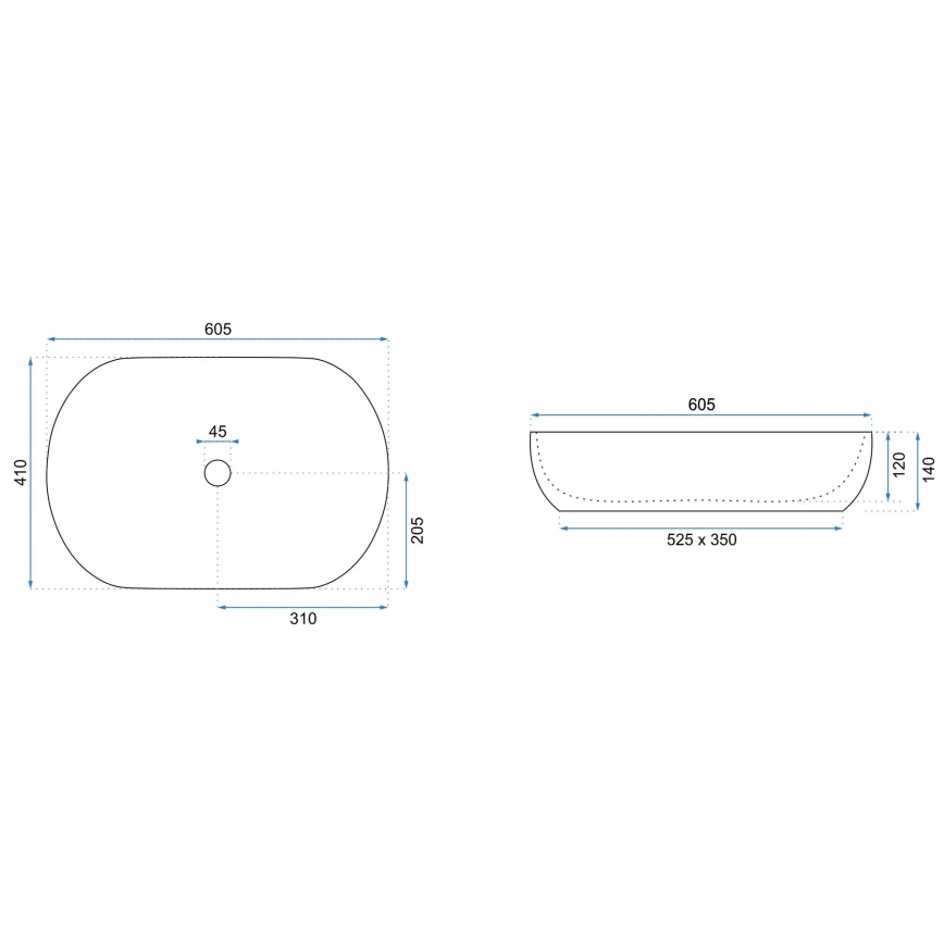 REA-U9655 - Lavoar pentru blat CLEO 41x60,5 cm ceramică/bej