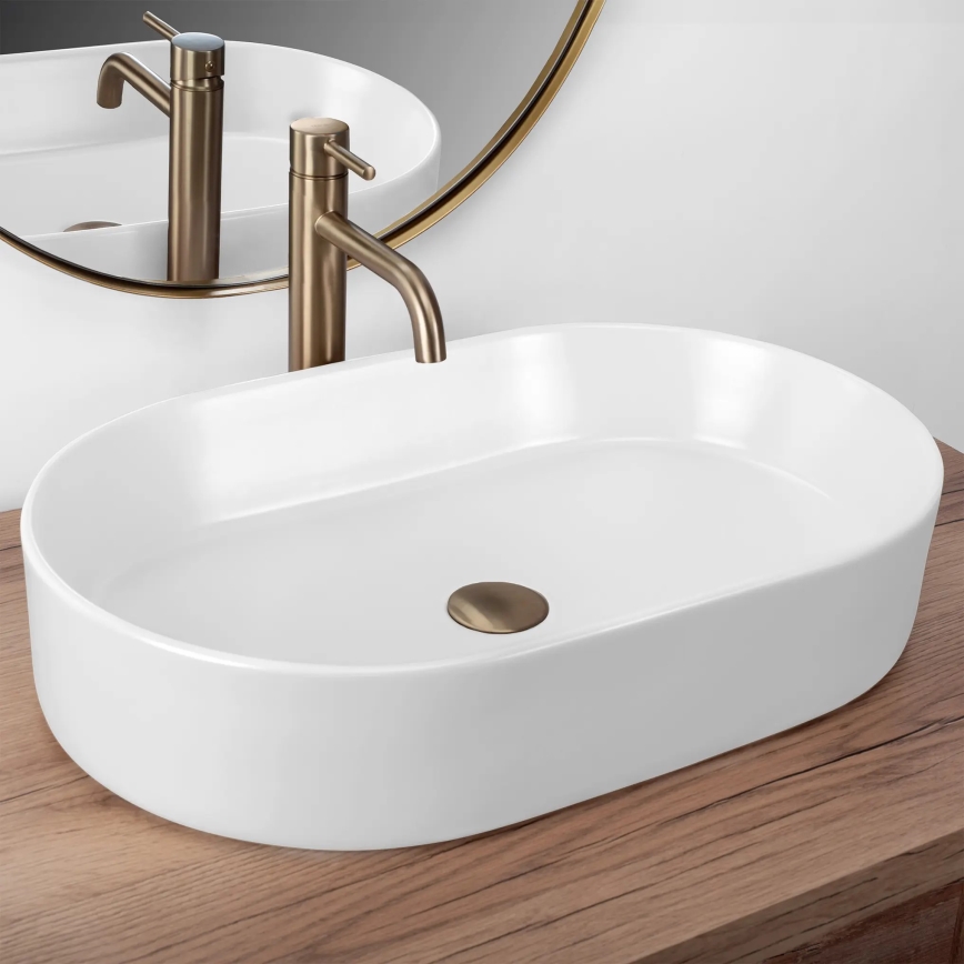 REA-U9657 - Lavoar pe blat NADIA 38,5 x 61 cm, ceramică, alb mat