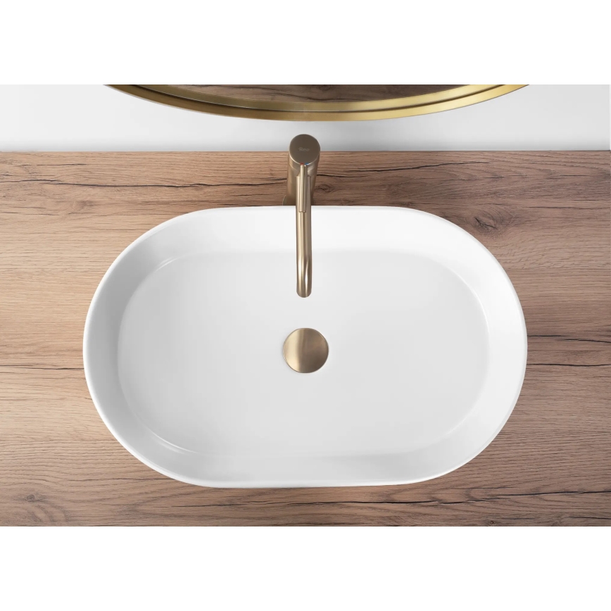 REA-U9657 - Lavoar pe blat NADIA 38,5 x 61 cm, ceramică, alb mat