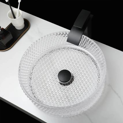 REA-U9670 - Lavoar pe blat CRISTAL 35,5 cm, sticlă transparentă