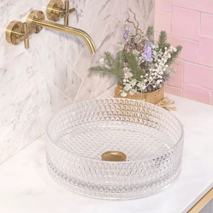 REA-U9670 - Lavoar pe blat CRISTAL 35,5 cm, sticlă transparentă