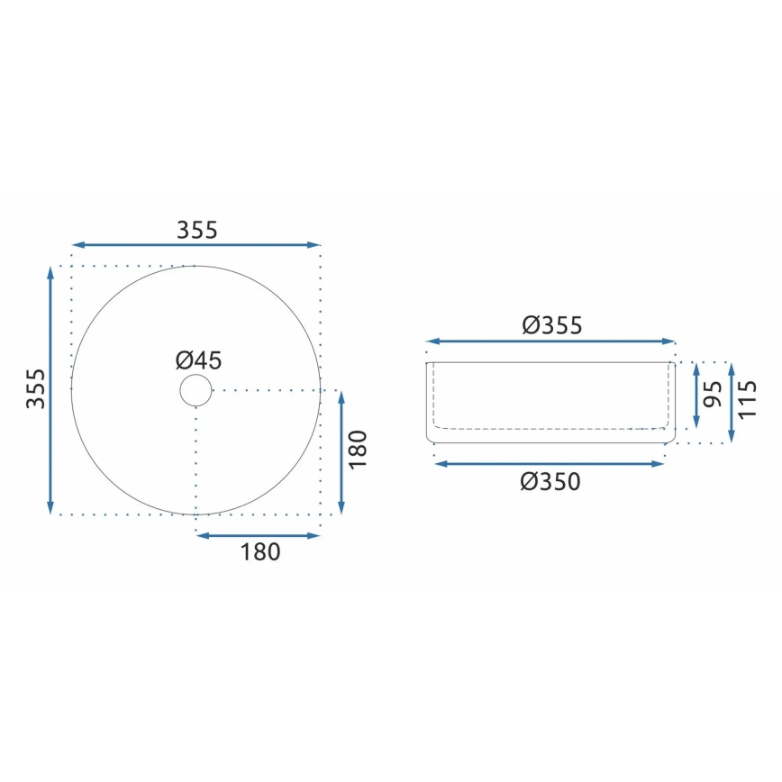 REA-U9670 - Lavoar pe blat CRISTAL 35,5 cm, sticlă transparentă